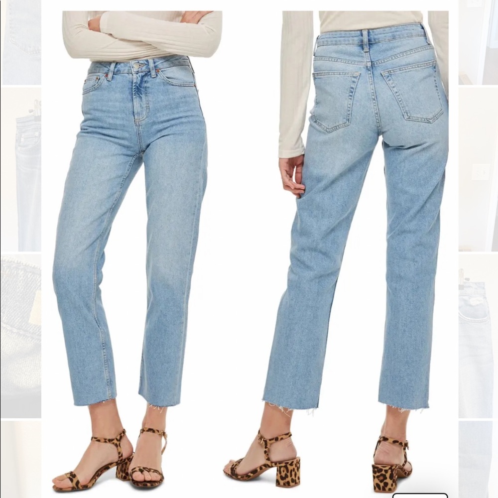 Topshop straight frayed hem jeans